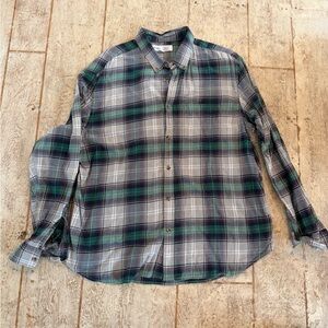 Men's Plaid Shirt - Green and Gray